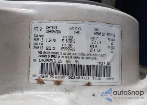 1995 Jeep Cherokee Se from USA, damaged, VIN 1J4FJ28S9SL611035